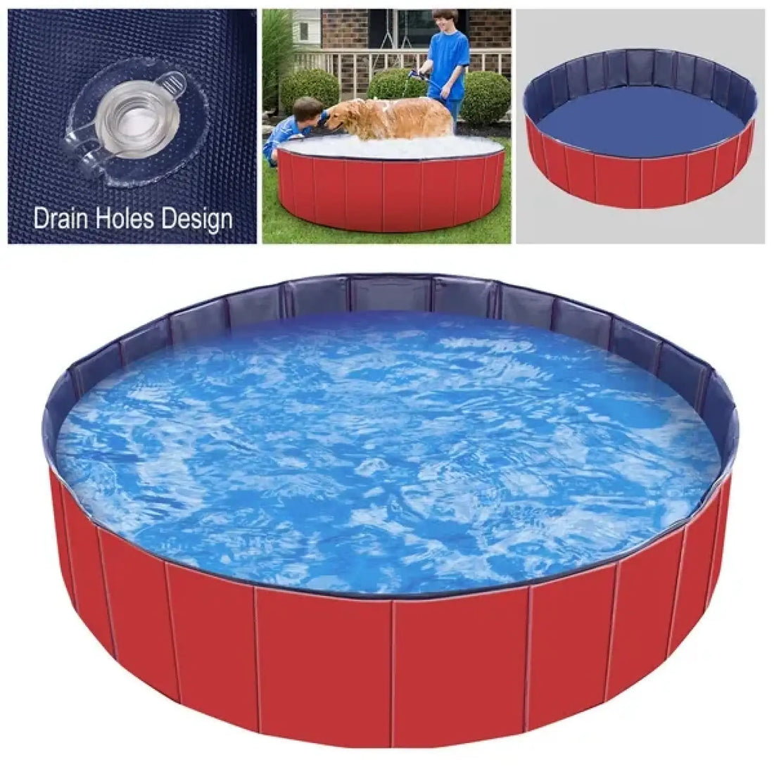 Foldable Pet Swimming Pool Pvc Dog Bathing Tub 63 Inch