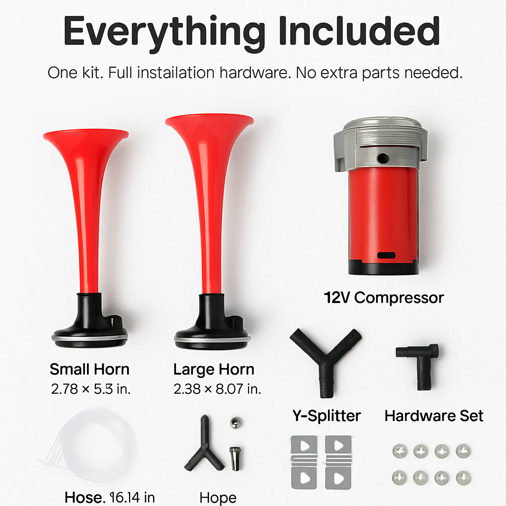 Air Horn Dual Trumpet Vehicle Alarm Kit for Cars