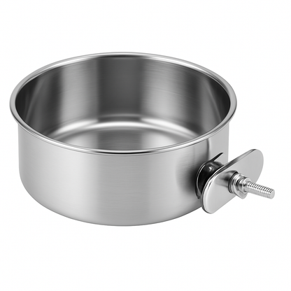 Dog Bowl with Clamp Holder for Cages and Enclosures