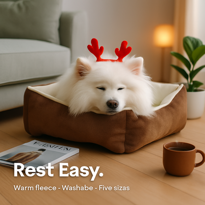 Dog Bed with Soft Fleece Cushion - Cozy &amp; Secure Rest