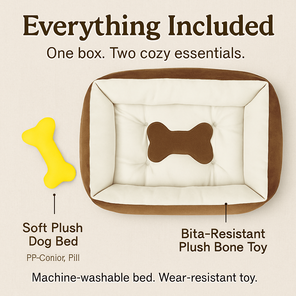 Dog Bed with Soft Fleece Cushion - Cozy &amp; Secure Rest
