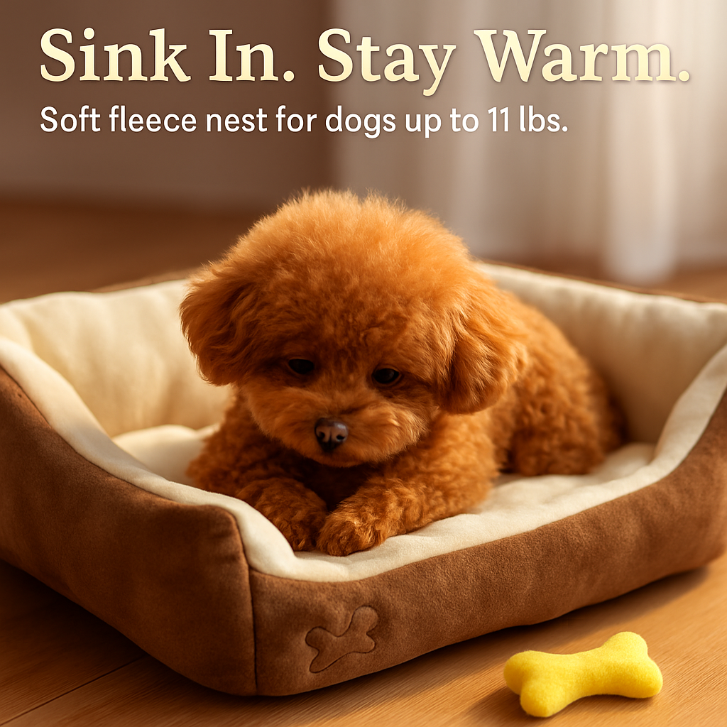 Dog Bed with Soft Fleece Cushion - Cozy &amp; Secure Rest