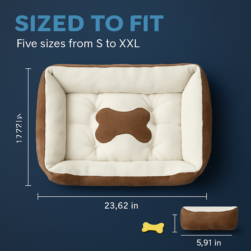 Dog Bed with Soft Fleece Cushion - Cozy &amp; Secure Rest