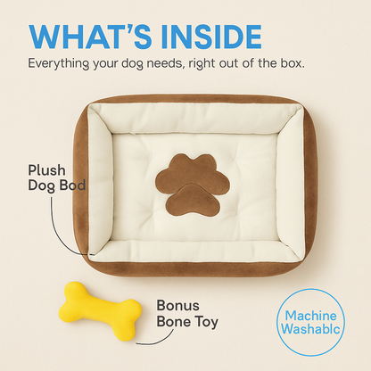 Dog Bed with Soft Fleece Cushion - Cozy &amp; Secure Rest