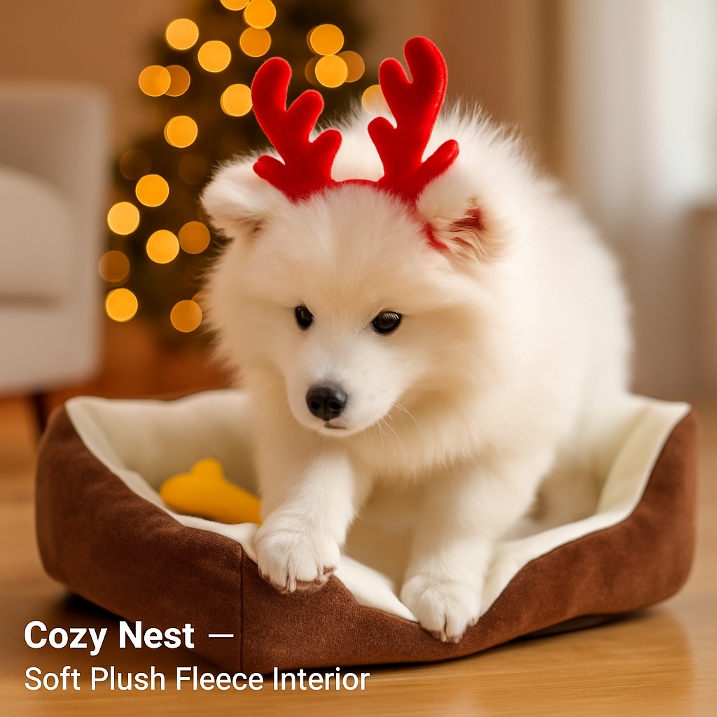 Dog Bed with Soft Fleece Cushion - Cozy &amp; Secure Rest