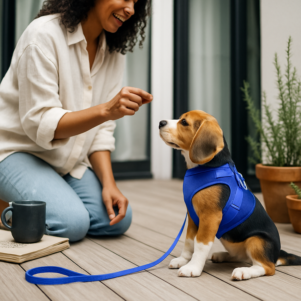 Pet Mesh Harness and Leash Set with Reflective Chest Strap