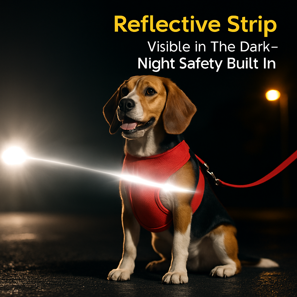 Pet Mesh Harness and Leash Set with Reflective Chest Strap