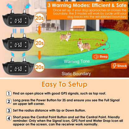 Gps Wireless Dog Fence and Tracker with Waterproof Collar