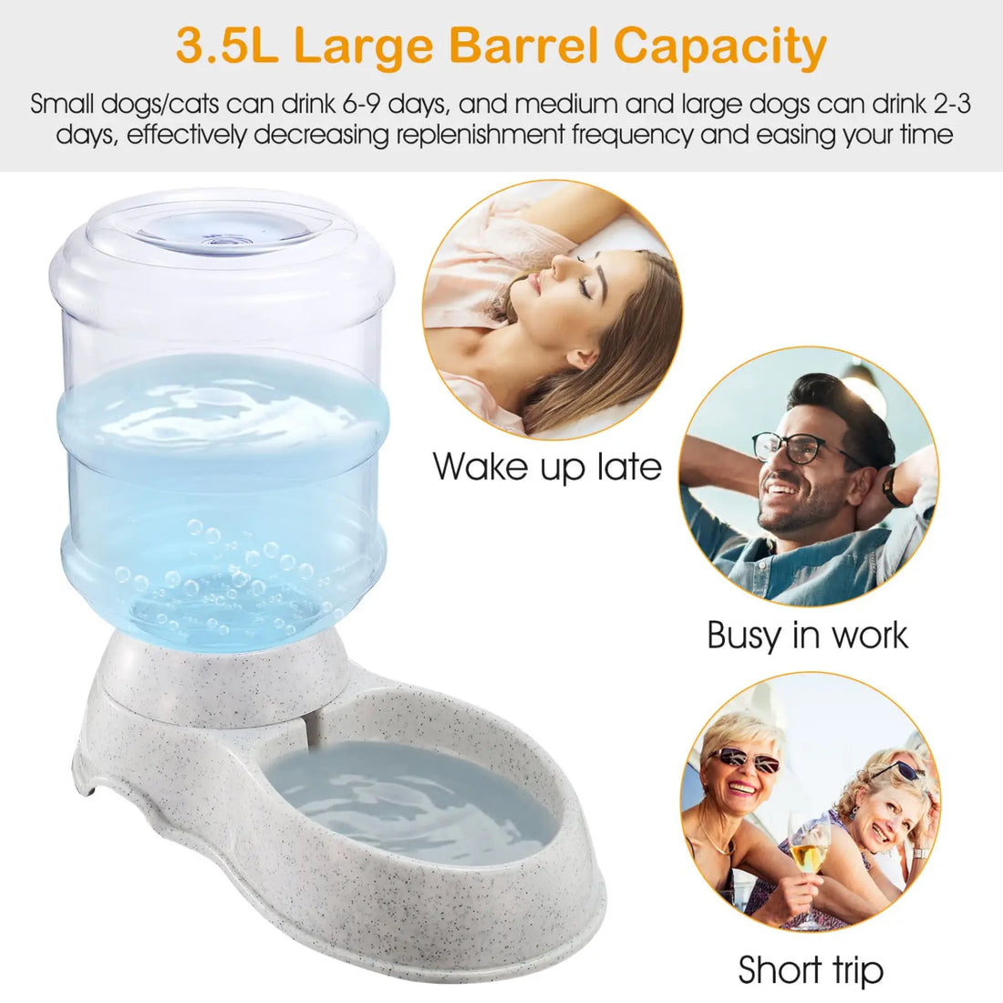 Gravity Pet Water Dispenser 3.5l Automatic Waterer