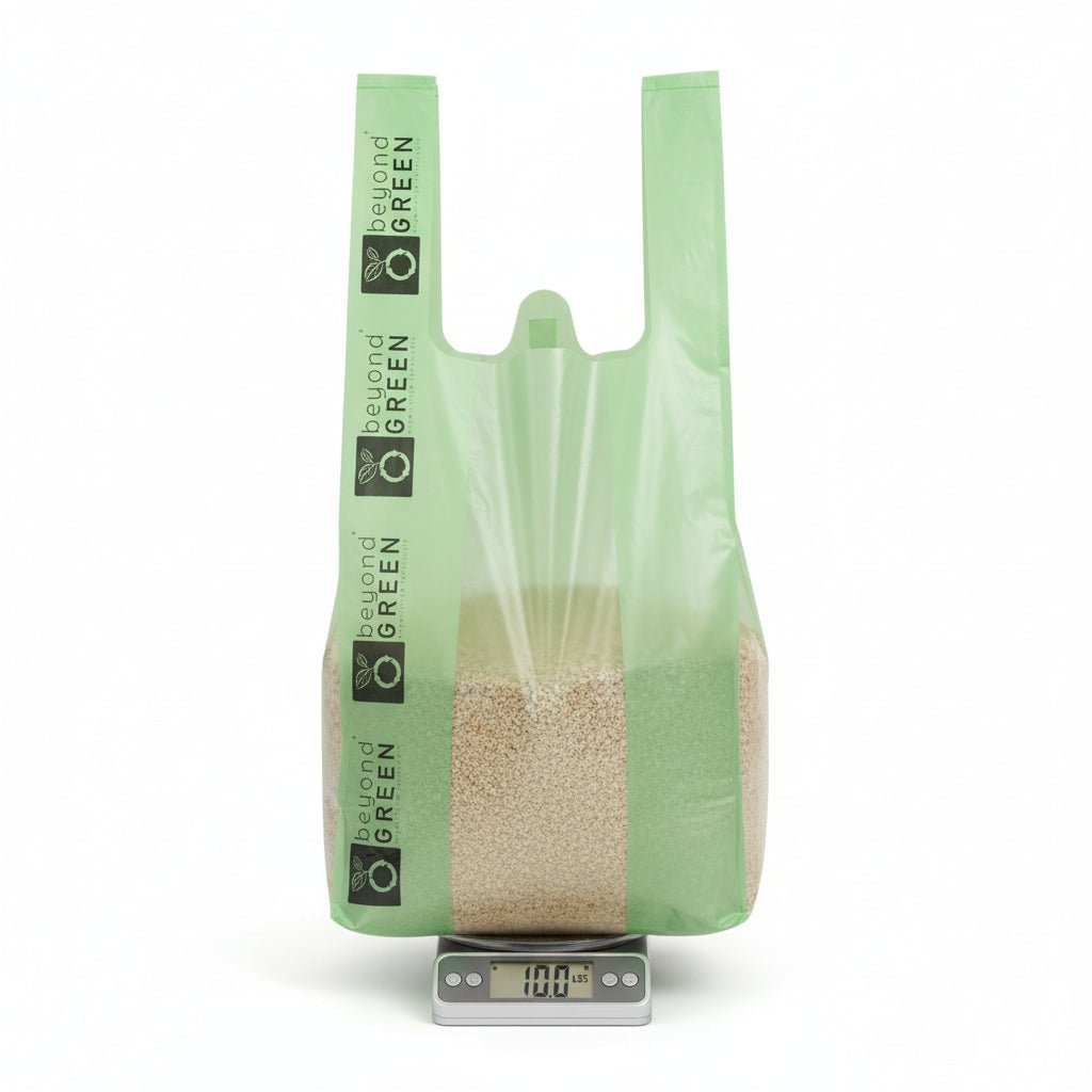 Green Dog Waste Bags – 8" x 16" with 5" Gusset &amp; Handles – Made in USA