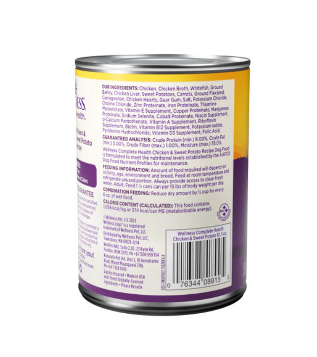 Wellness Adult Chicken and Sweet Potato Wet Dog Food (12.5oz)