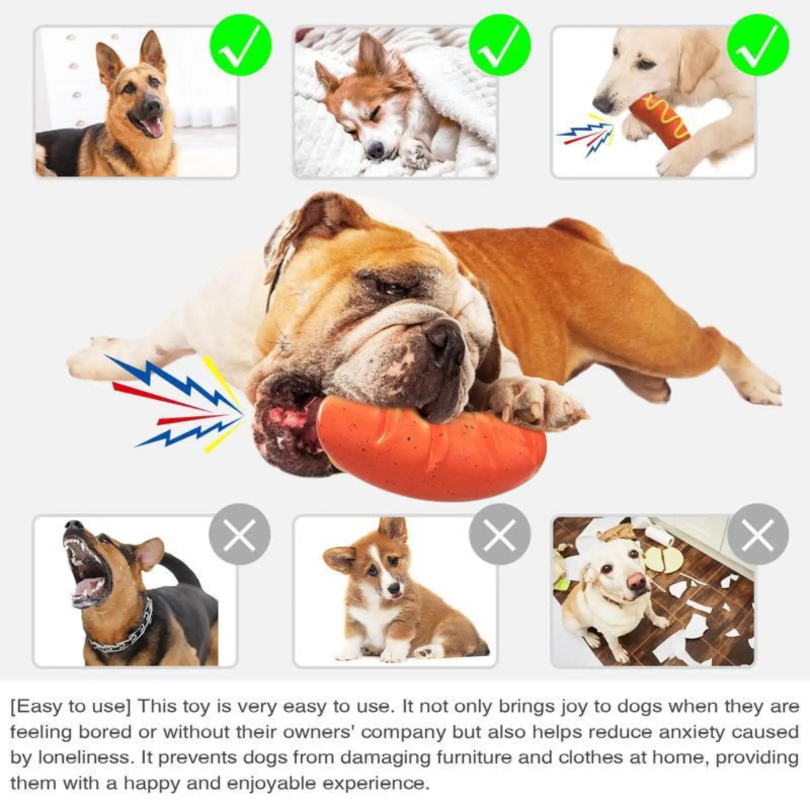 Indestructible Dog Chew Toy Squeaky Rubber Teeth Cleaner