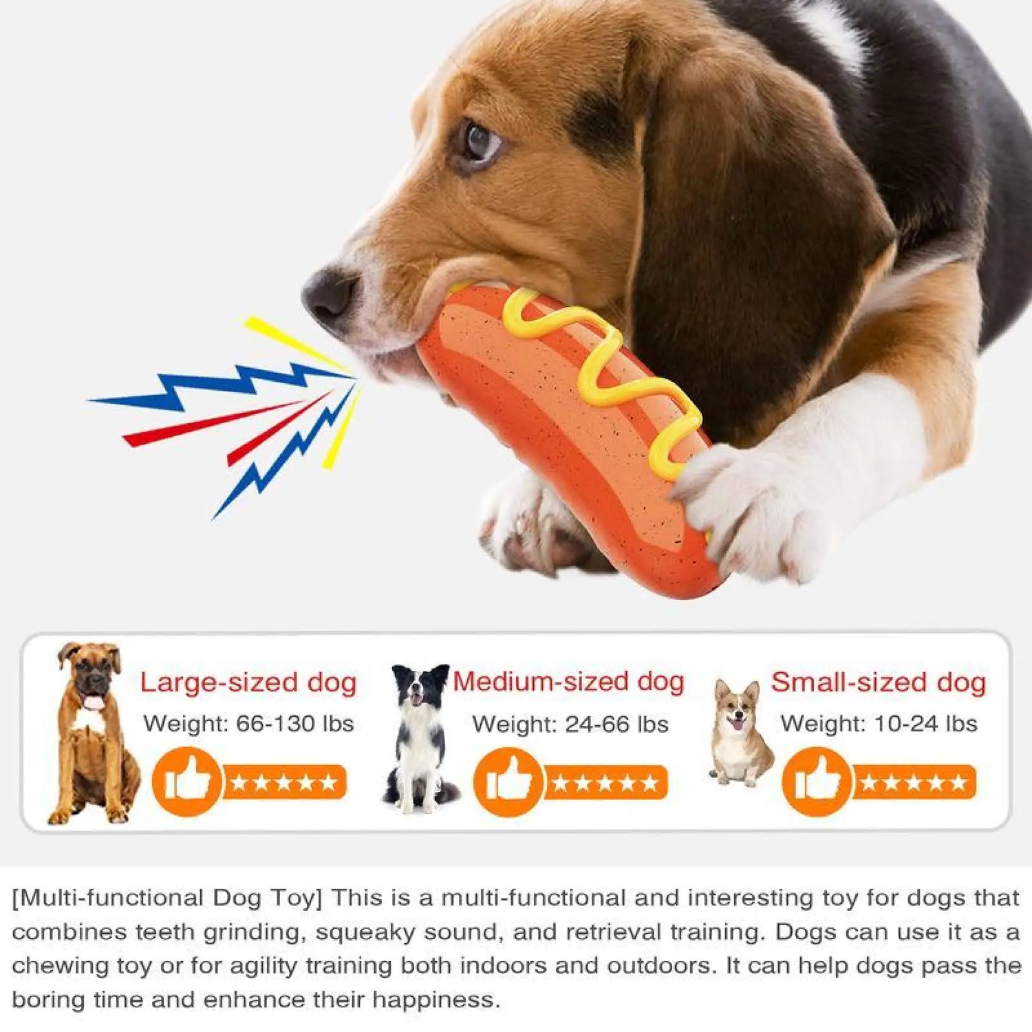 Indestructible Dog Chew Toy Squeaky Rubber Teeth Cleaner
