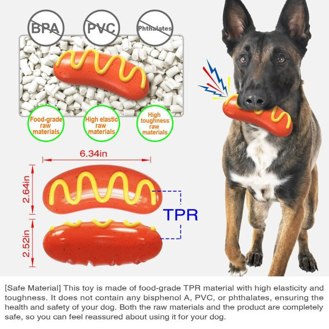 Indestructible Dog Chew Toy Squeaky Rubber Teeth Cleaner
