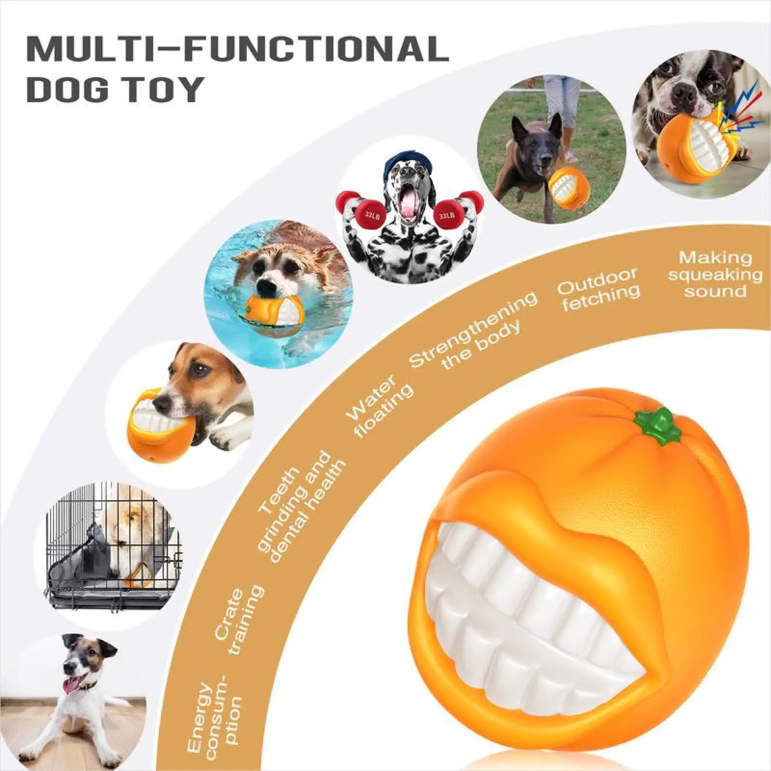 Indestructible Squeaky Dog Toy Durable Tpr Chew Ball
