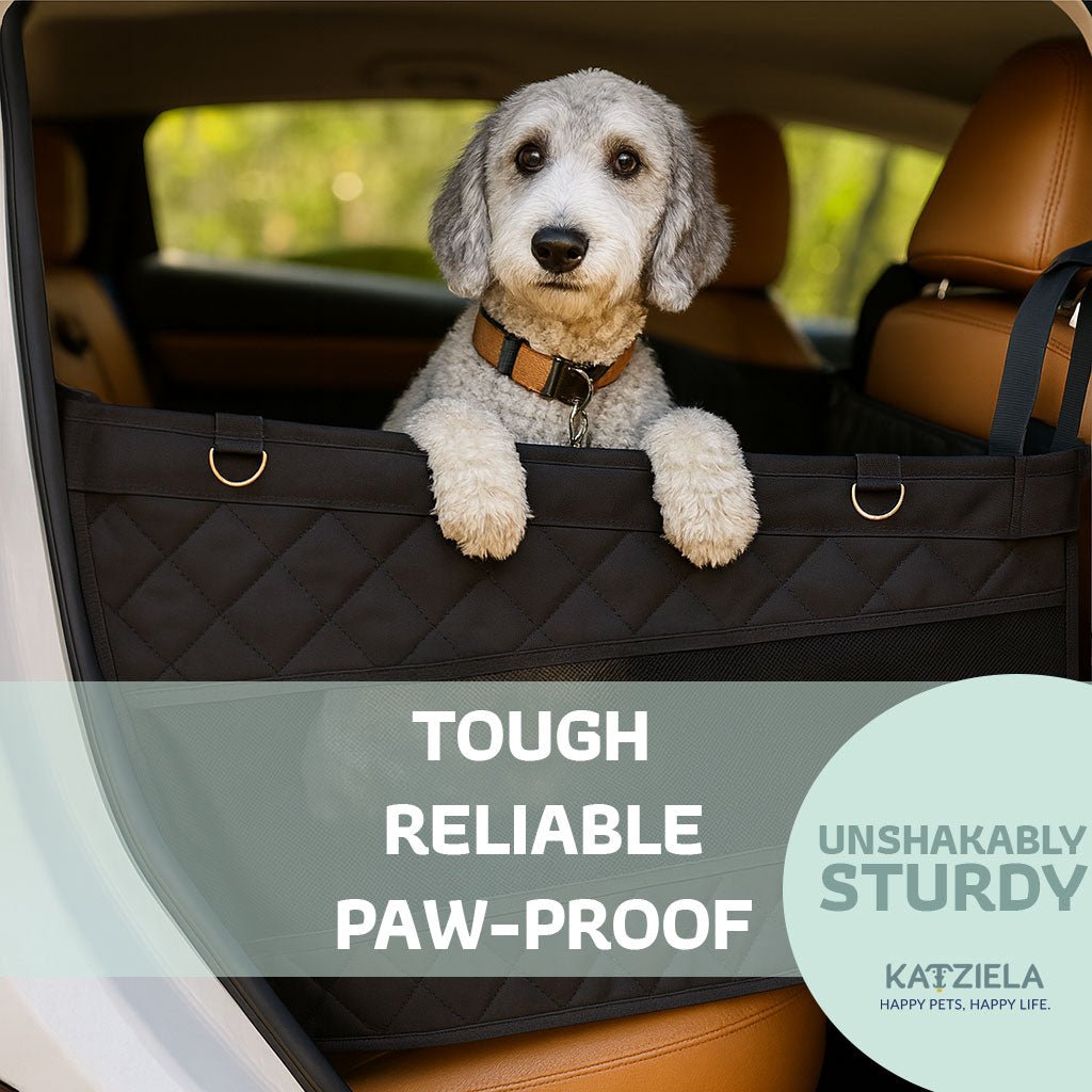Katziela Dog Back Seat Cover Waterproof Quilted 600D Oxford Fabric, Heavy-Duty Non-Slip Bench Protector for Cars, SUVS &amp; TRUCKS – SINGLE Size, Leaves Space for Passengers.