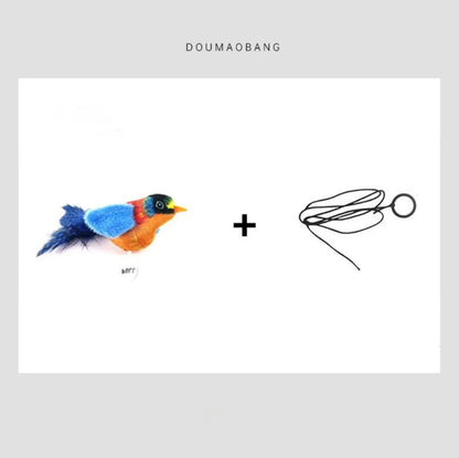 Interactive Bird Cat Teaser Toy with Feathers and Catnip