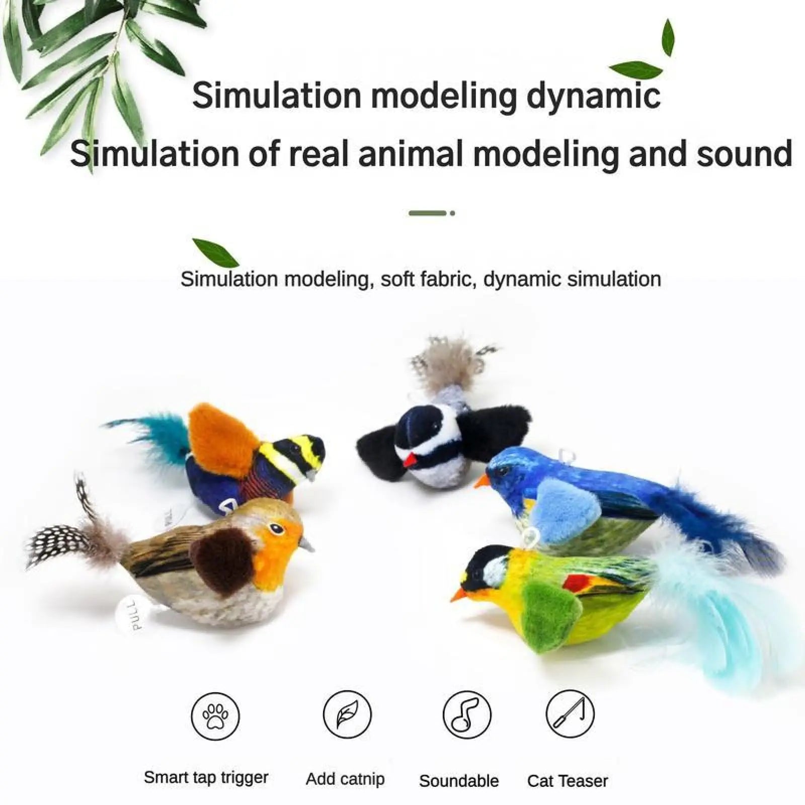 Interactive Bird Cat Teaser Toy with Feathers and Catnip