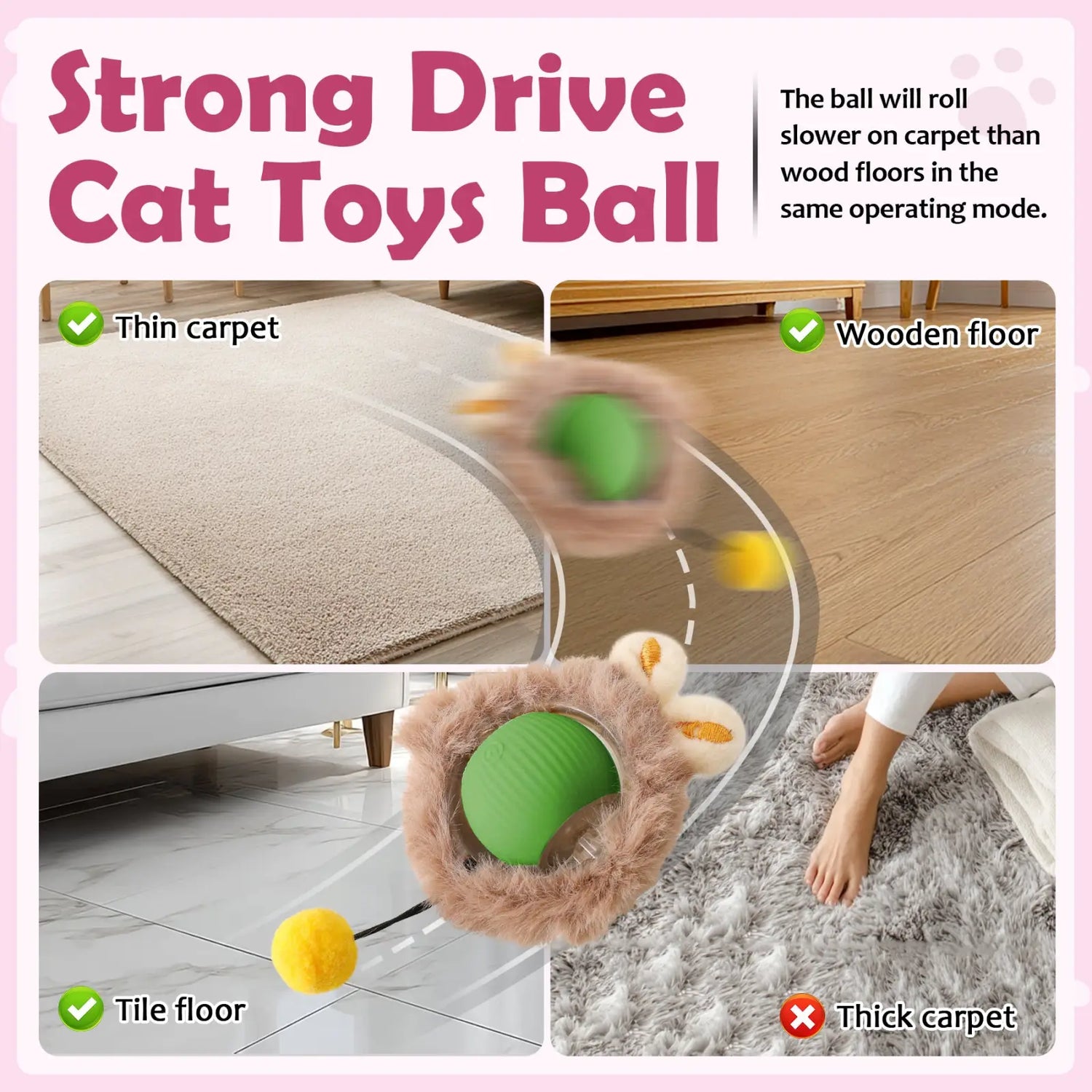 Interactive Cat Ball Toy with Motion Lights and Tail