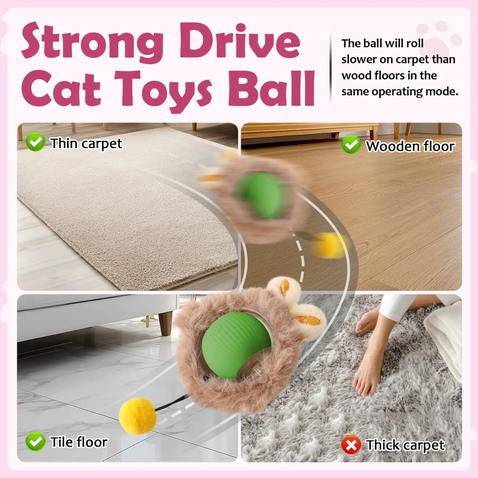 Interactive Cat Ball Toy with Motion Lights and Tail