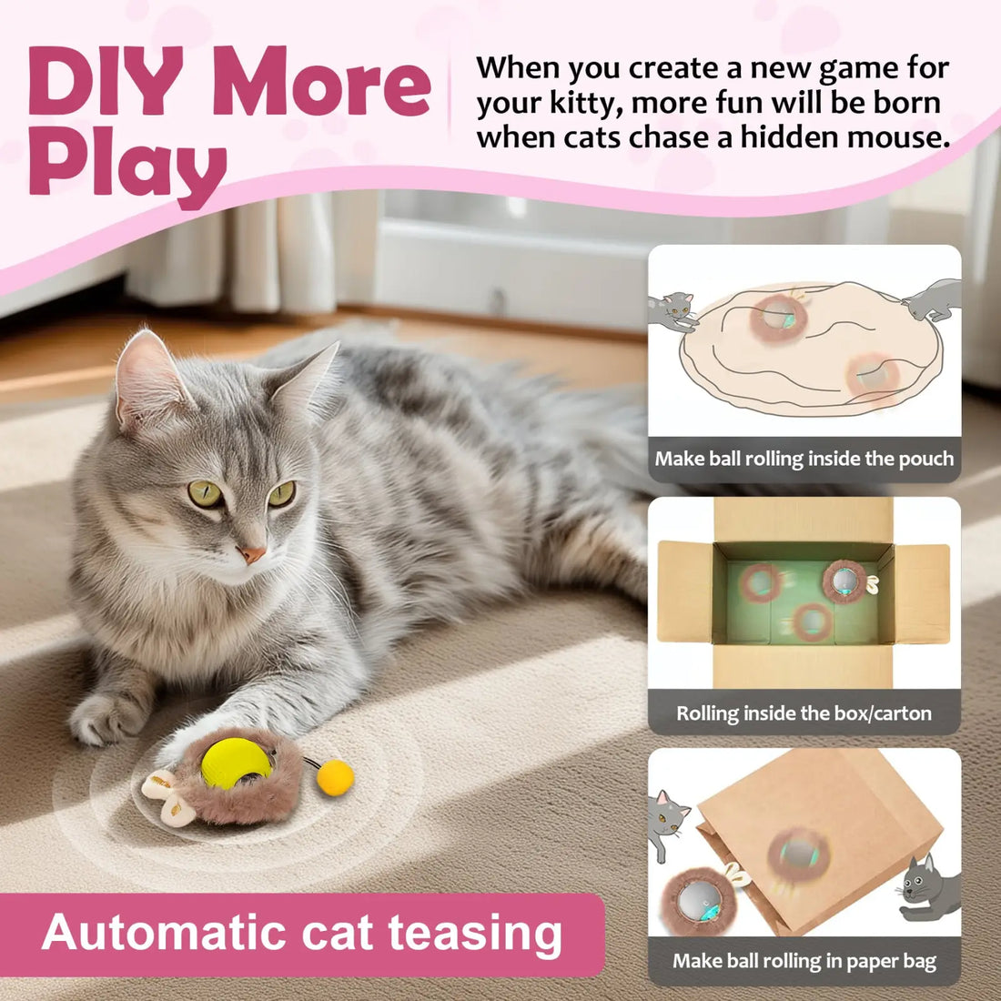Interactive Cat Ball Toy with Motion Lights and Tail