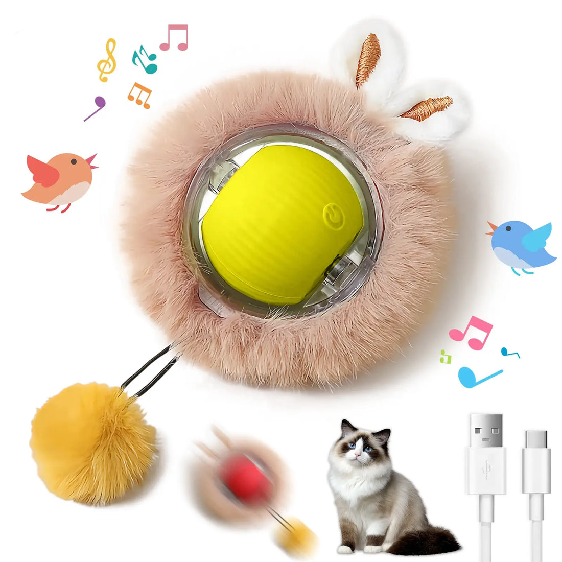 Interactive Cat Ball Toy with Motion Lights and Tail