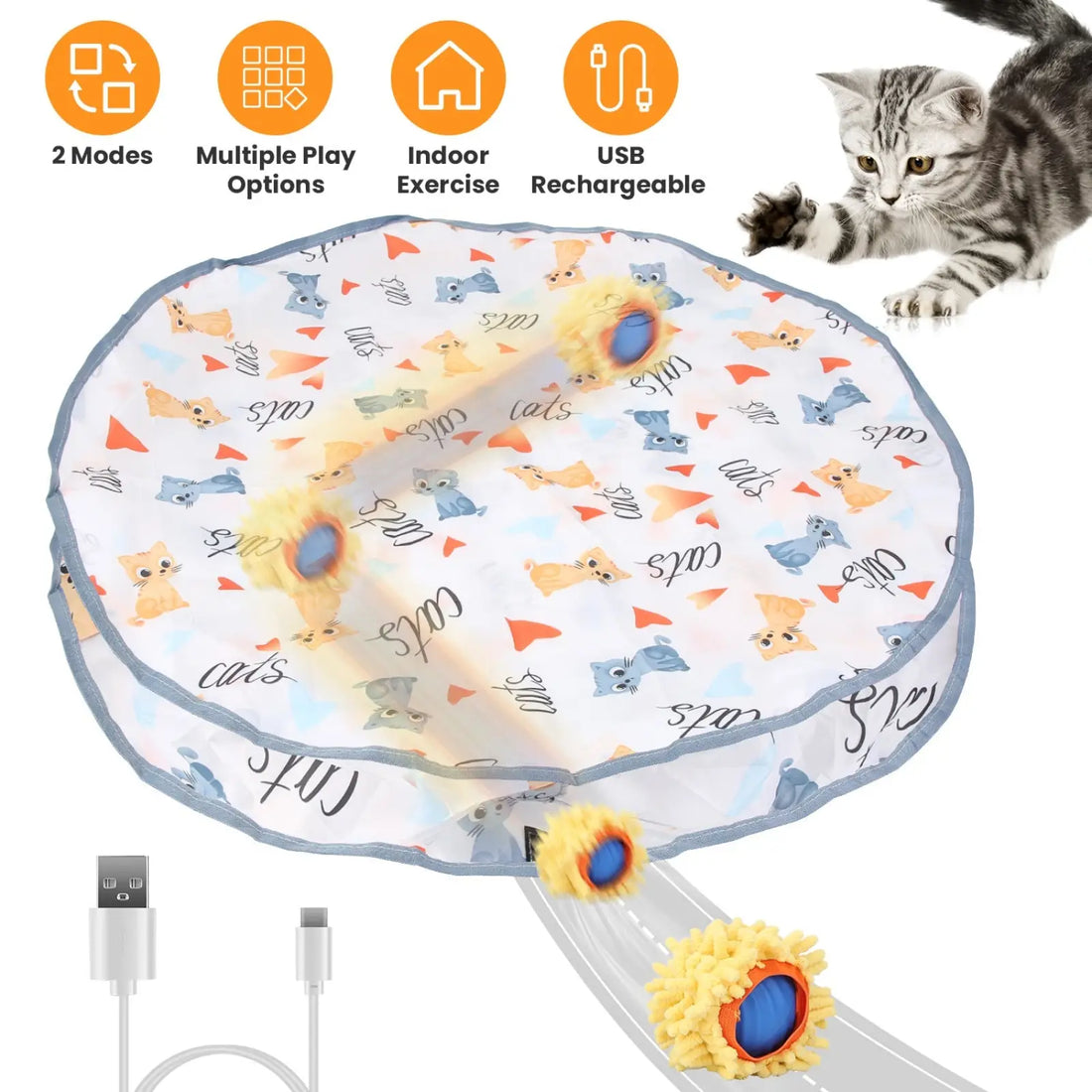 Interactive Cat Toy Ball with Hide and Seek Pouch