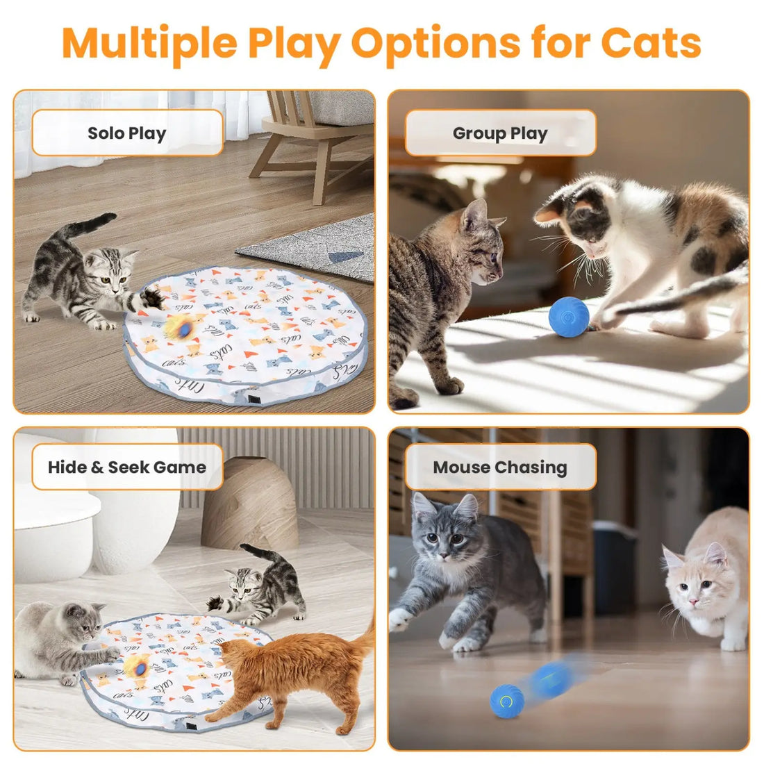 Interactive Cat Toy Ball with Hide and Seek Pouch
