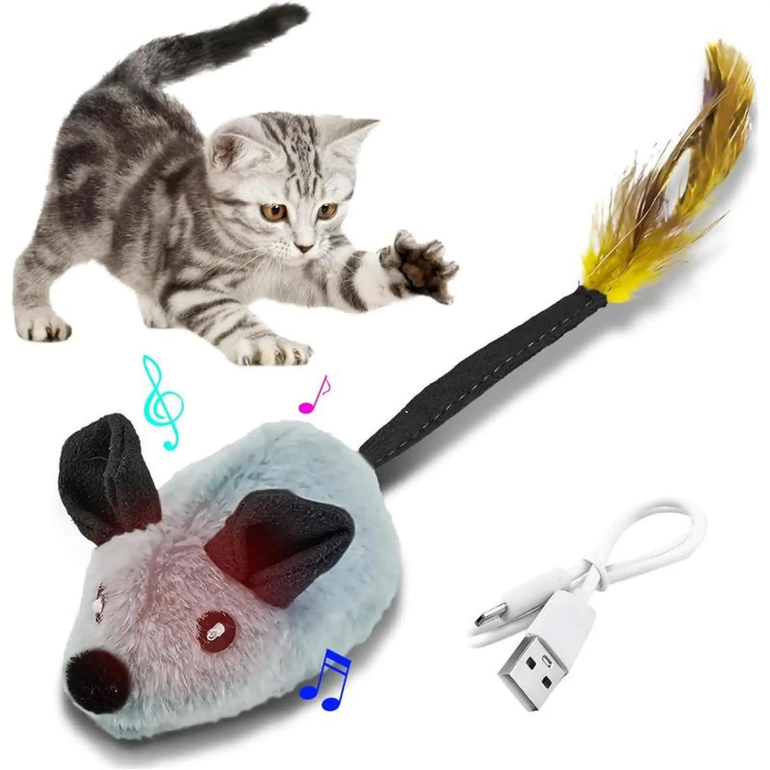 Interactive Cat Toy Mouse with Led and Chirping Sound