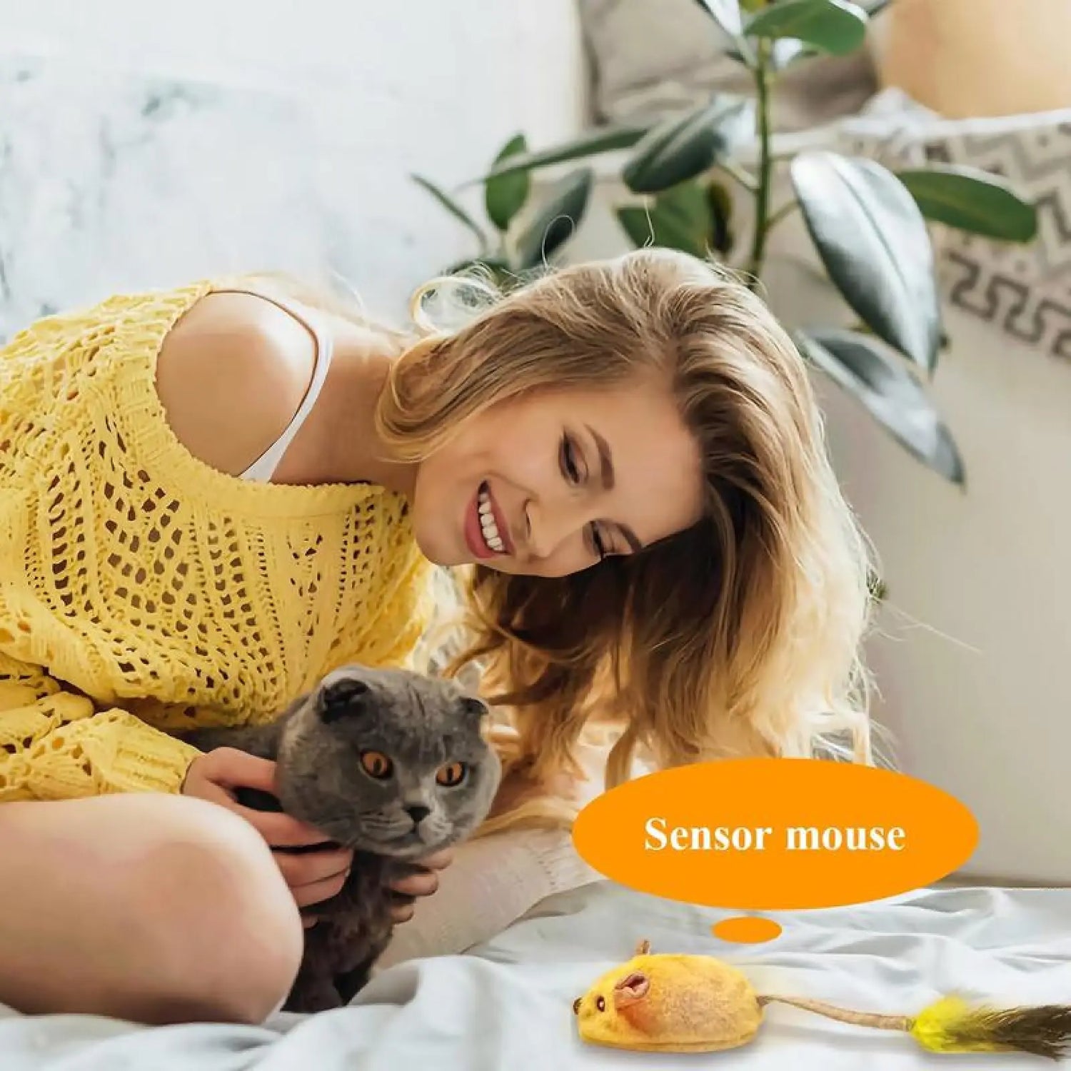 Interactive Cat Toy Mouse with Led and Chirping Sound