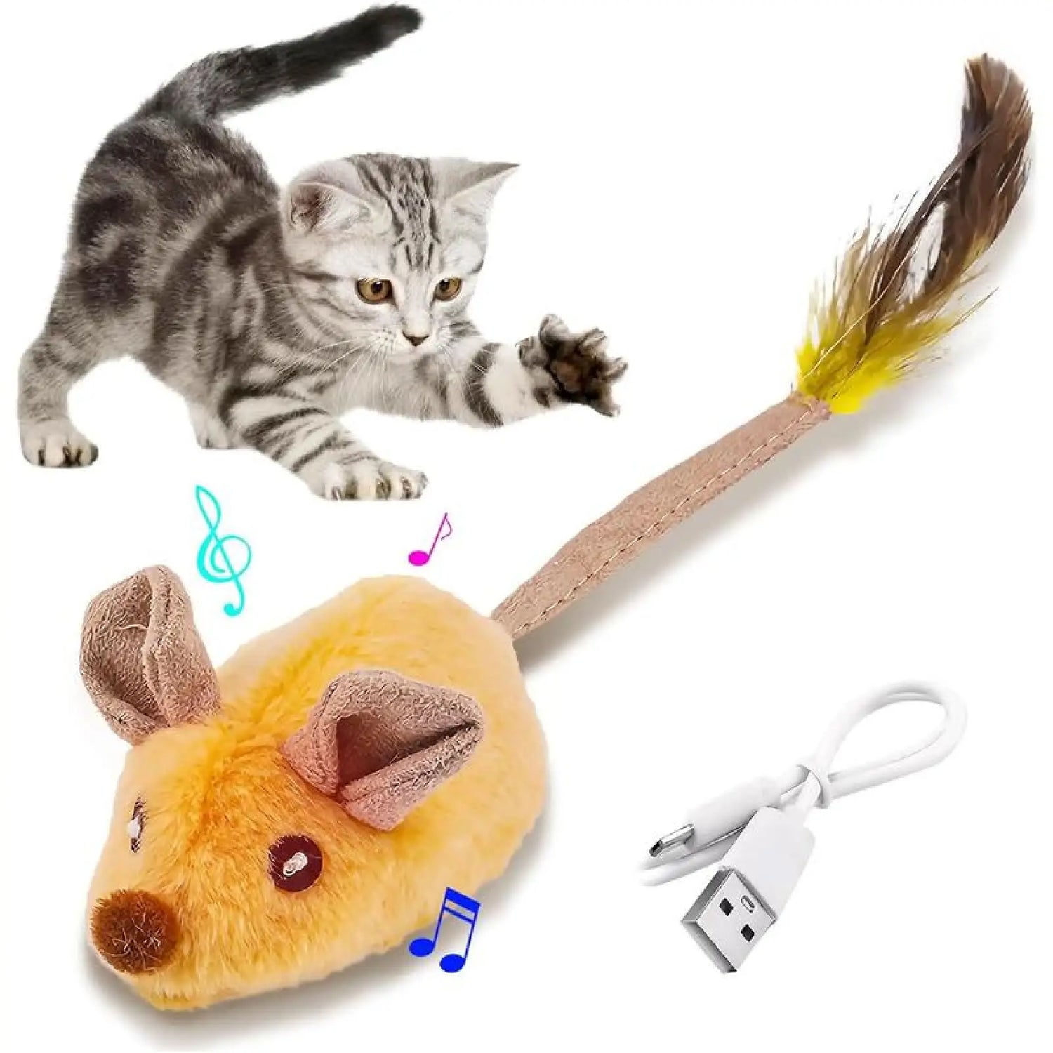 Interactive Cat Toy Mouse with Led and Chirping Sound