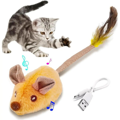 Interactive Cat Toy Mouse with Led and Chirping Sound