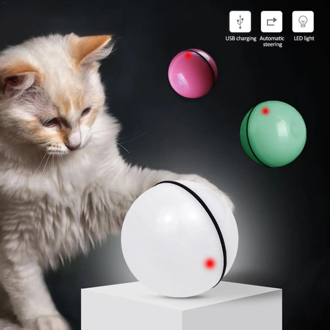 Interactive Led Cat Toy Ball with Catnip and Feathers