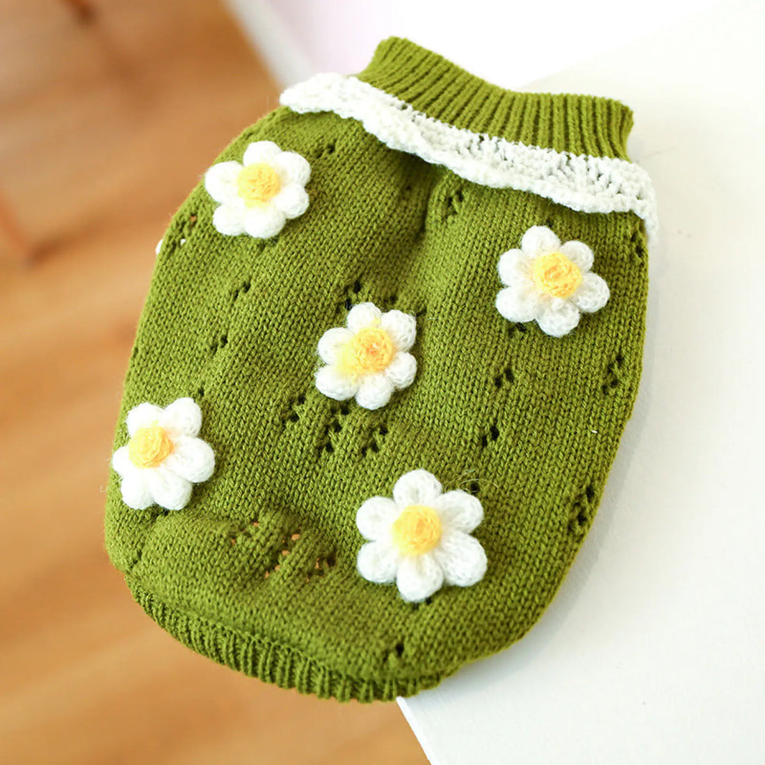 Jacquard Flower Pet Sweater Acrylic Dog Cat Knitwear