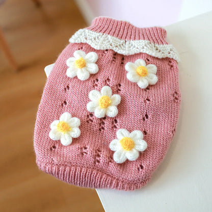 Jacquard Flower Pet Sweater Acrylic Dog Cat Knitwear