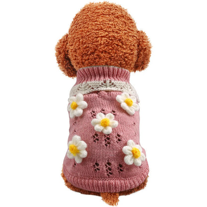 Jacquard Flower Pet Sweater Acrylic Dog Cat Knitwear