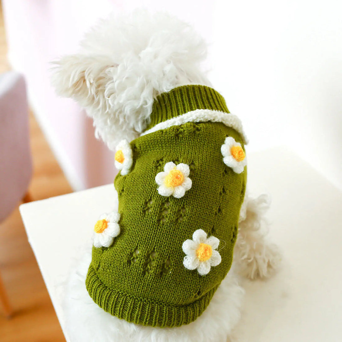 Jacquard Flower Pet Sweater Acrylic Dog Cat Knitwear