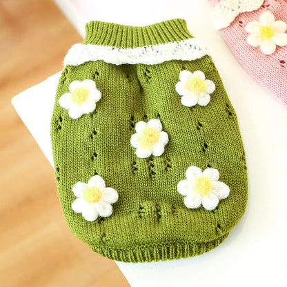 Jacquard Flower Pet Sweater Acrylic Dog Cat Knitwear