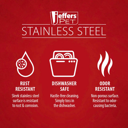 Jeffers Standard-Weight Stainless Steel Food &amp; Water Pet Bowls