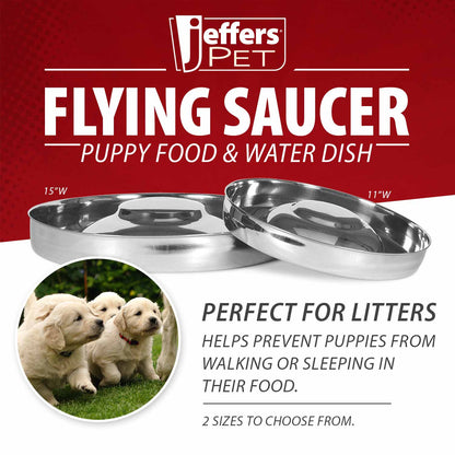 Jeffers Stainless Steel Flying Saucer Puppy Food &amp; Water Bowl