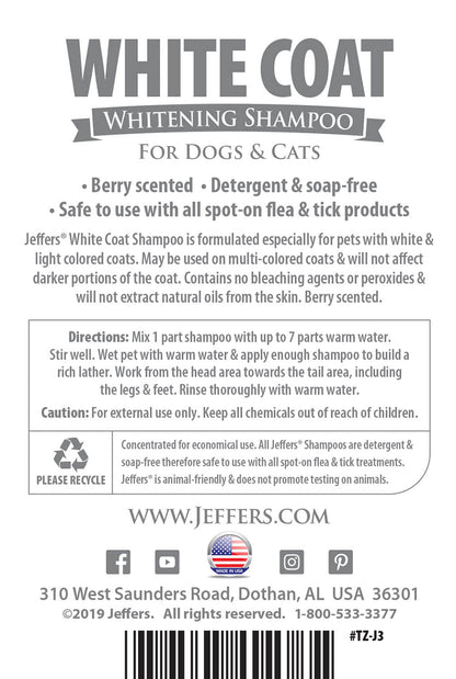 Jeffers Pet White Coat Whitening Dog &amp; Cat Shampoo