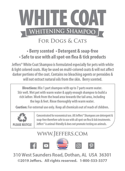 Jeffers Pet White Coat Whitening Dog &amp; Cat Shampoo