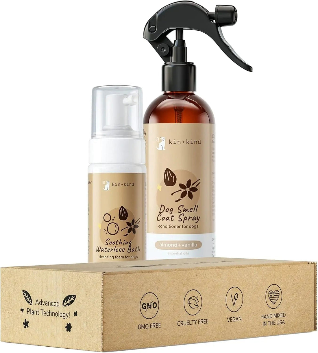 kin+kind Waterless Dog Shampoo &amp; Deodorizing Spray Bundle – Odor Control