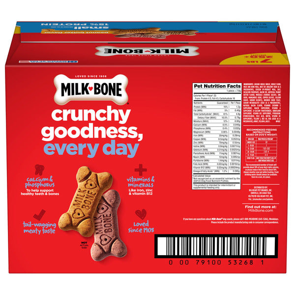 Milk-Bone Peanut Butter Flavor Dog Biscuits, Naturally &amp; Artificially Flavored, 7 Lb. Box