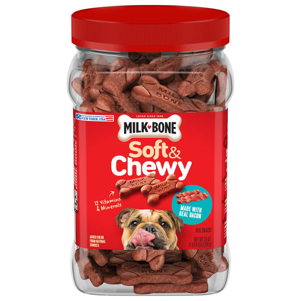 Milk-Bone Soft &amp; Chewy Dog Treats, Made with Real Bacon, 25 Ounce Canister