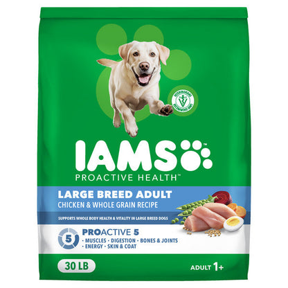 IAMS Proactive Health Large Breed Adult Dry Dog Food Chicken &amp; Whole Grain Recipe, 30 lb. Bag