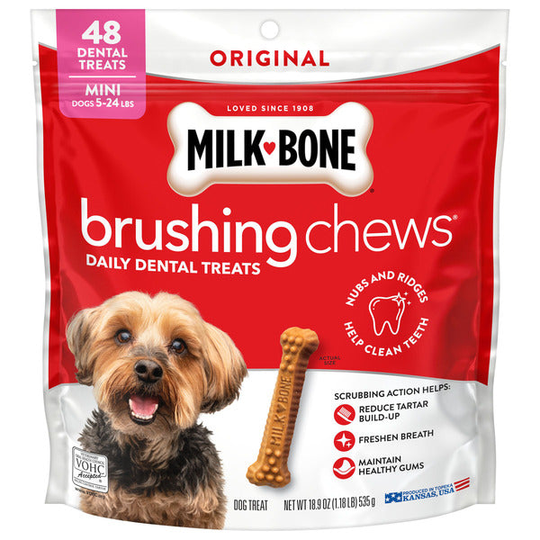 Milk-Bone Brushing Chews Daily Dental Dog Treats, Mini, 48 Bones