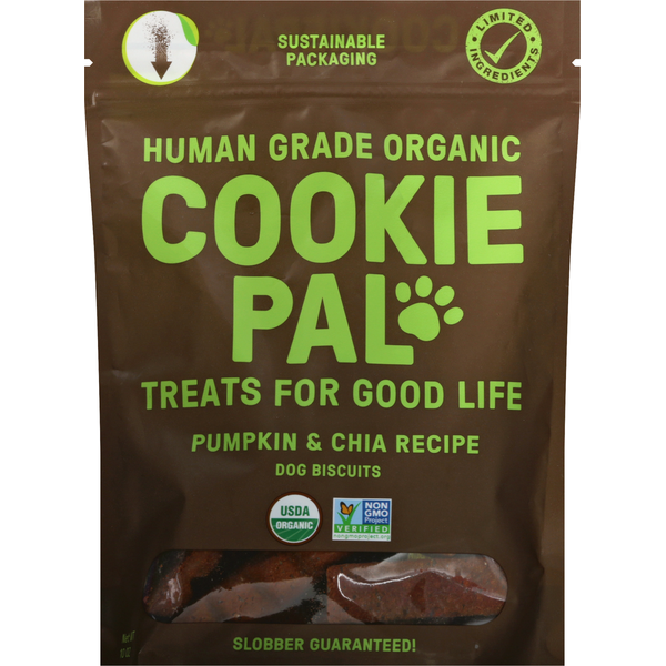 COOKIEPAL Dog Biscuits, Human Grade Organic, Pumpkin &amp; Chia Recipe