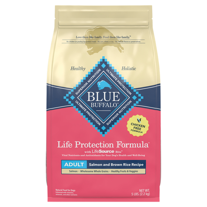 Blue Buffalo Food for Dog, Natural, Salmon and Brown Rice Recipe, Adult