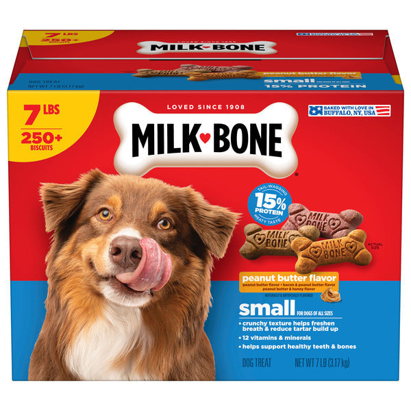 Milk-Bone Peanut Butter Flavor Dog Biscuits, Naturally &amp; Artificially Flavored, 7 Lb. Box